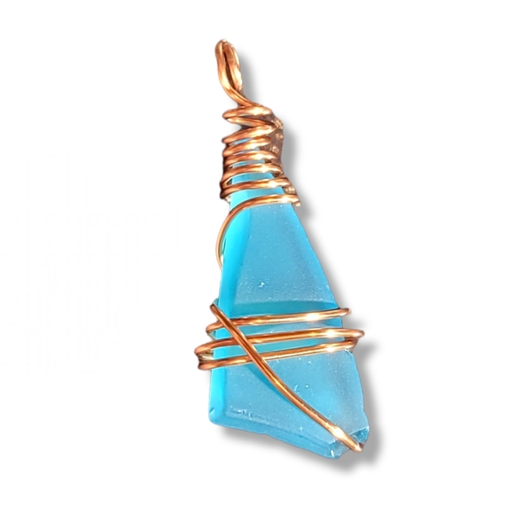 Blue Sea Glass Necklace - Picture 3 of 7